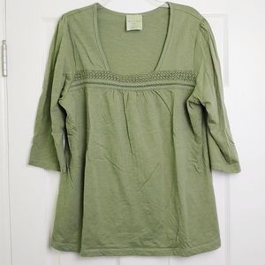 Avenue crocheted band 3/4 sleeves u-neck 18/20